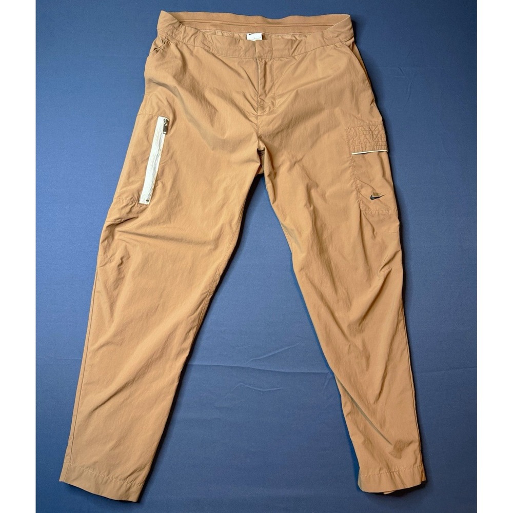 Nike Men's Tan Cargo Pants 36 Regular 29" Inseam Polyester Tapered Drawstring